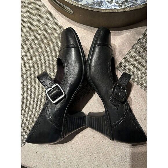 Michelle D y2K Black Leather Mary Jane Heel Pump Buckle Round Toe 7.5 Whimsigoth - Picture 5 of 6